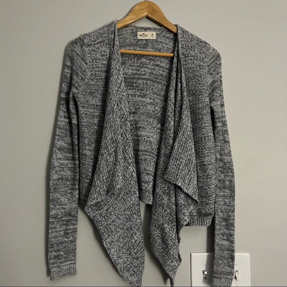 Hollister Sweater Gray Waterfall Knit Open Cardigan M Lightweight, Nice